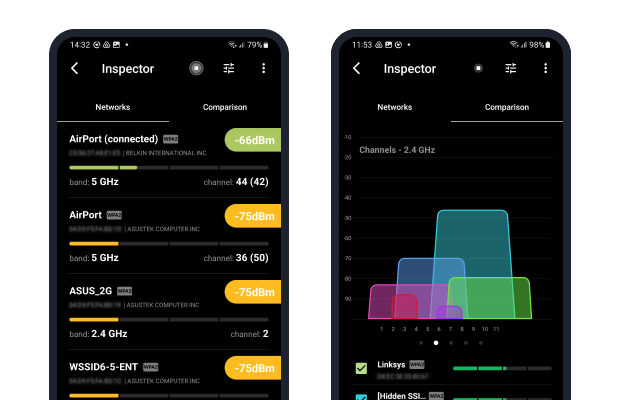 Modo Inspetor do NetSpot (Android)