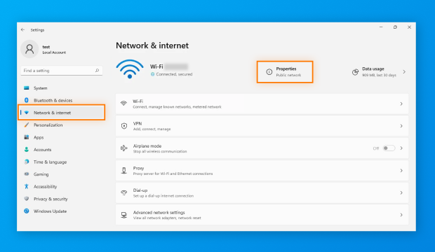 WiFi section Win