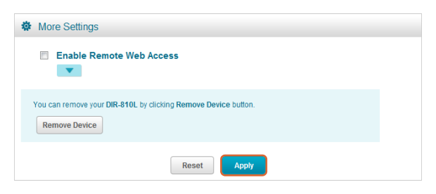 MyDlink Save your settings