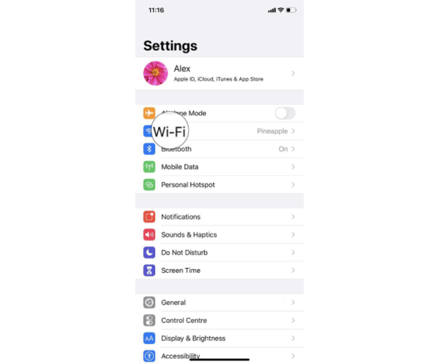 Open the Settings app iOS