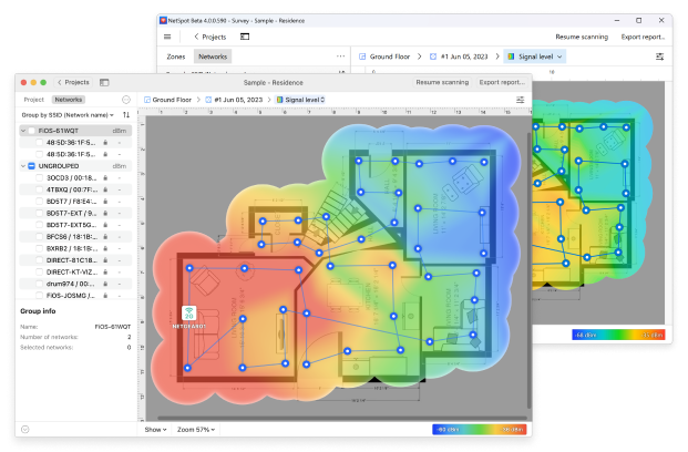  NetSpot — Mapa de calor WiFi