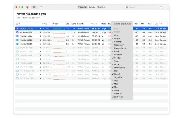 NetSpot Inspector Mode — configure