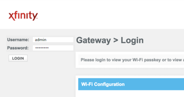 Router’s admin panel — Xfinity
