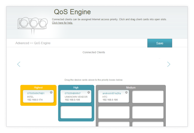 Configura le regole QoS