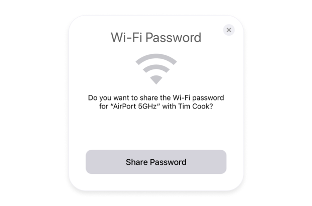 Tap the Share Password iOS