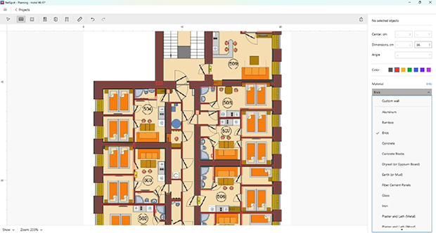 The building materials selection panel in NetSpot’s Planning mode The building materials selection panel in NetSpot’s Planning mode