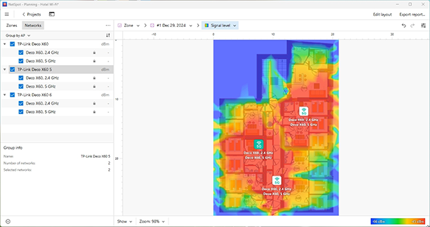 Predicted Signal Coverage Map in NetSpot’s Planning mode Predicted Signal Coverage Map in NetSpot’s Planning mode