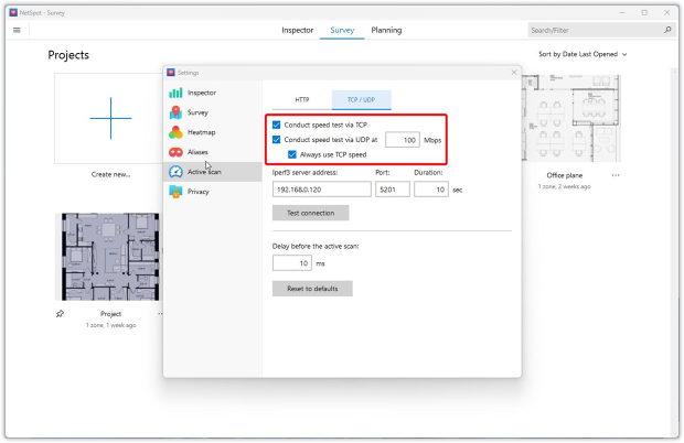 Open NetSpot and move to the TCP/UDP section Open NetSpot and move to the TCP/UDP section