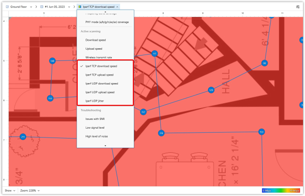 iPerf TCP download speed heatmap iPerf TCP download speed heatmap