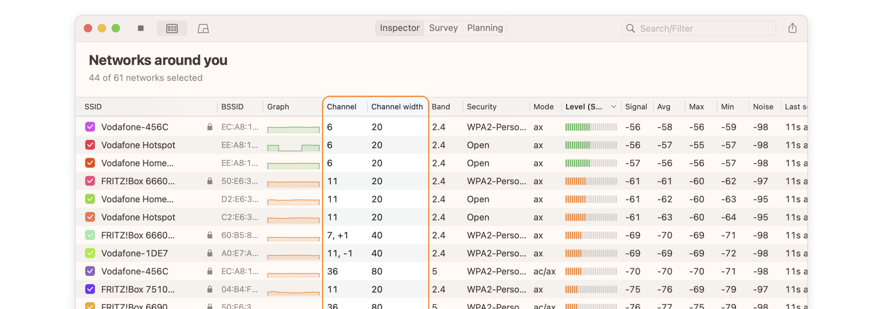 WiFi channel scanner discover networks