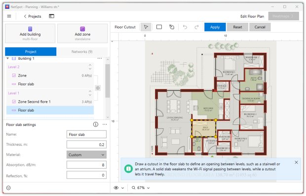 Configure the floor slab for each level