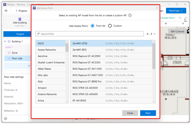 Add access point (Select from list) Add access point (Select from list)