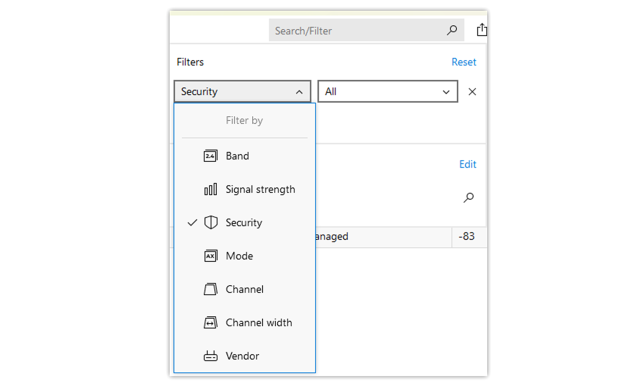 NetSpot 검사자 모드 필터