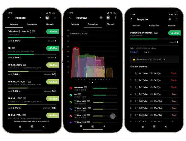 NetSpot para Android — Modo inspector