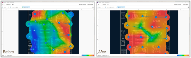 Heatmap before/after comparison