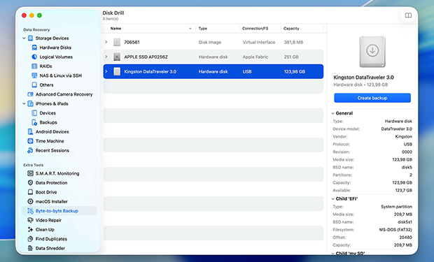 Create sd backup disk drill