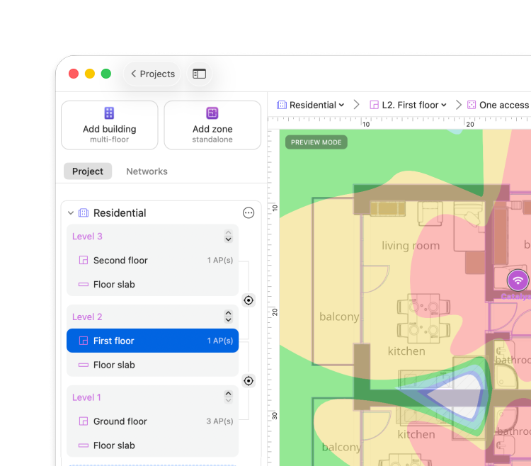 Planning Mode — Multi-floor building