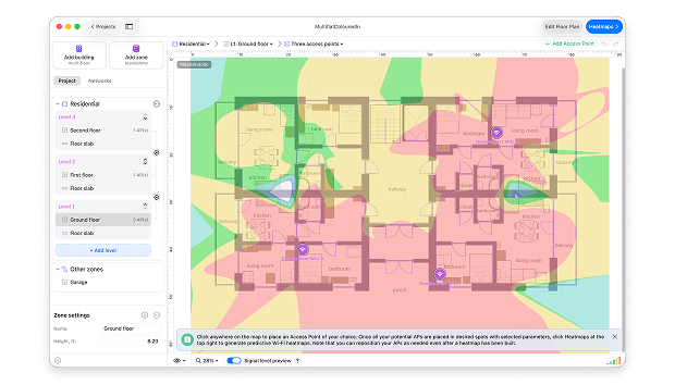 Planning mode — click the Heatmaps button
