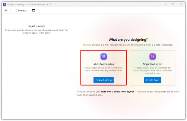Choose the project type